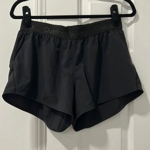 Black unlined exercise shorts